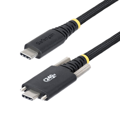 StarTech.com 10ft (3m) USB-C Charging Cable, Side Screw Locking, 240W (5A) PD EPR, Dual-Layer Silicone/Braided Jacket, Laptop Charger Cord, USB-IF Certified