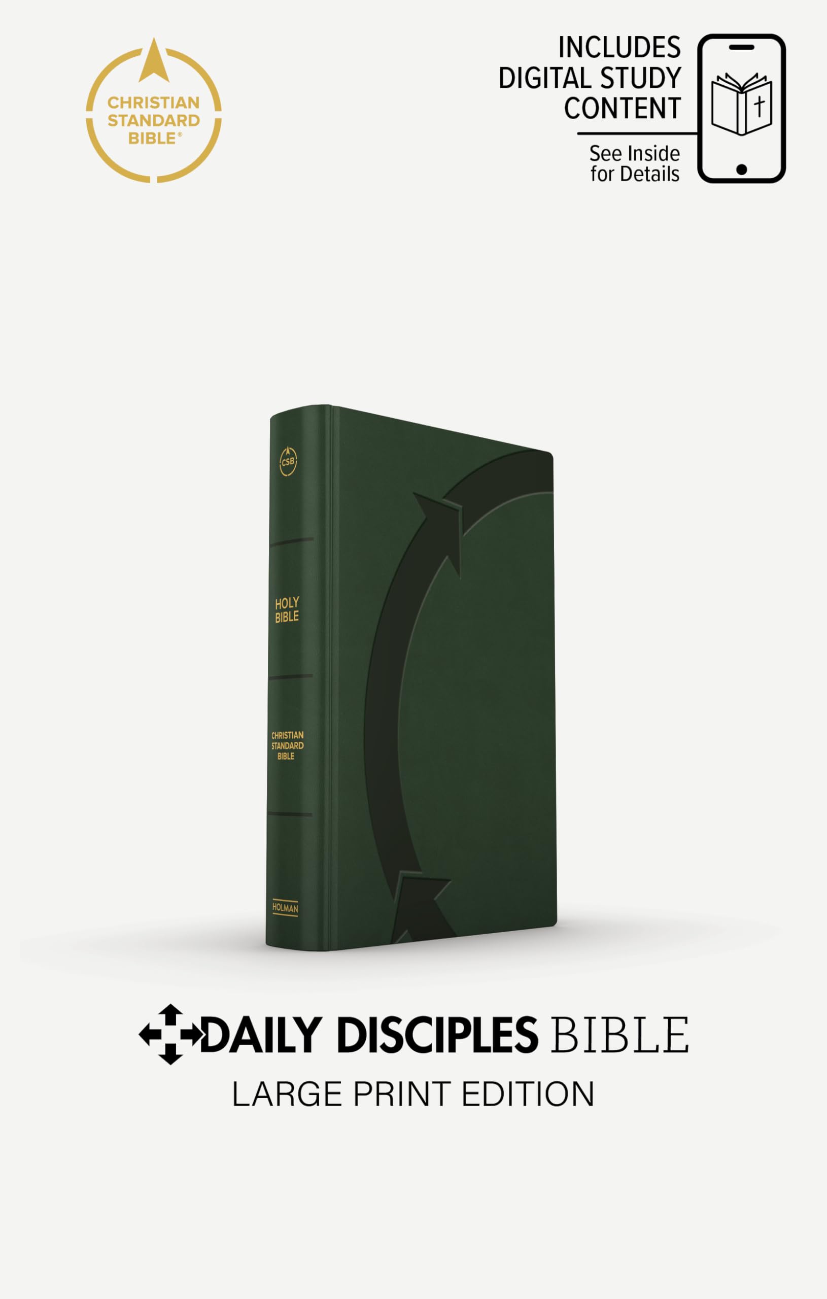 CSB Daily Disciples Bible, Large Print, Olive LeatherTouch, International Edition