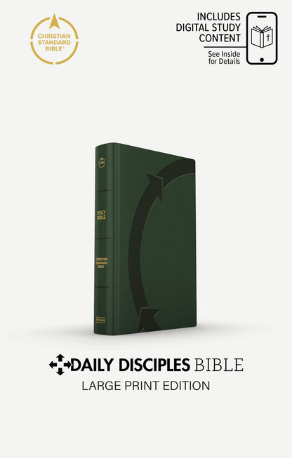 CSB Daily Disciples Bible, Large Print, Olive LeatherTouch, International Edition