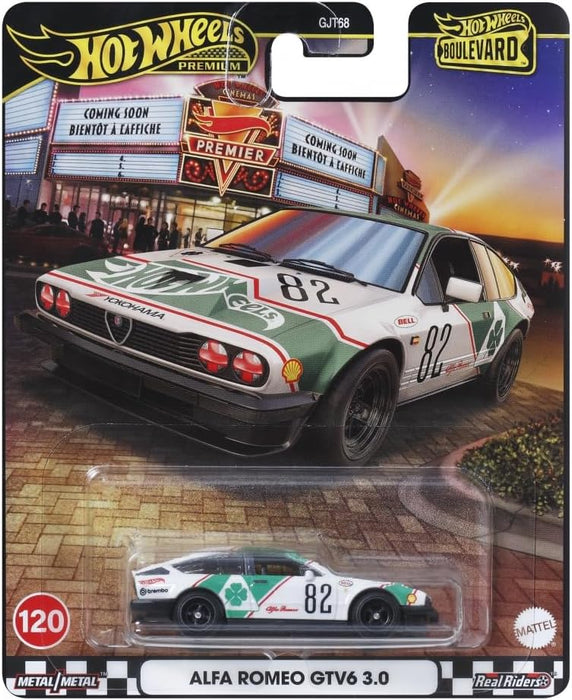 Hot Wheels JBL16 Boulevard Alfa Romeo GTV6 3.0 Vehicle Toy, Mini Car, 3 Years Old and Up, Green