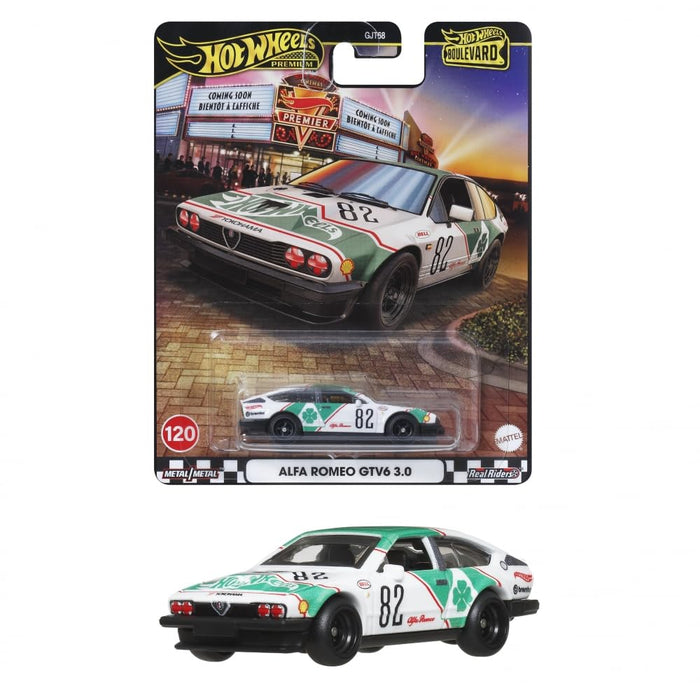 Hot Wheels JBL16 Boulevard Alfa Romeo GTV6 3.0 Vehicle Toy, Mini Car, 3 Years Old and Up, Green