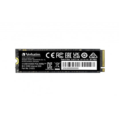 Verbatim Vi5000 NVMe M.2 - Unidad SSD Interna con 512 GB de Almacenamiento de Datos e Interfaz PCIe Gen 4, Unidad de Estado sólido para PC de Juegos y PlayStation 5, Color Negro