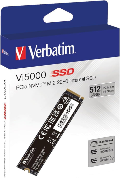 Verbatim VI5000 500GB SSD M.2 PCIe Gen4 NVMe Internal Gaming SSD - Solid State Drive
