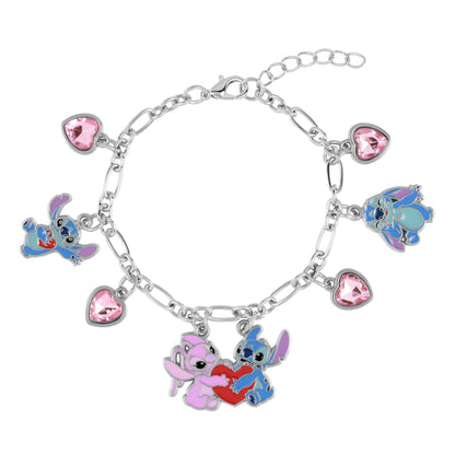 Disney Stitch & Angel Charm-Armband, Einheitsgröße, Goldimitat, Kein Edelstein