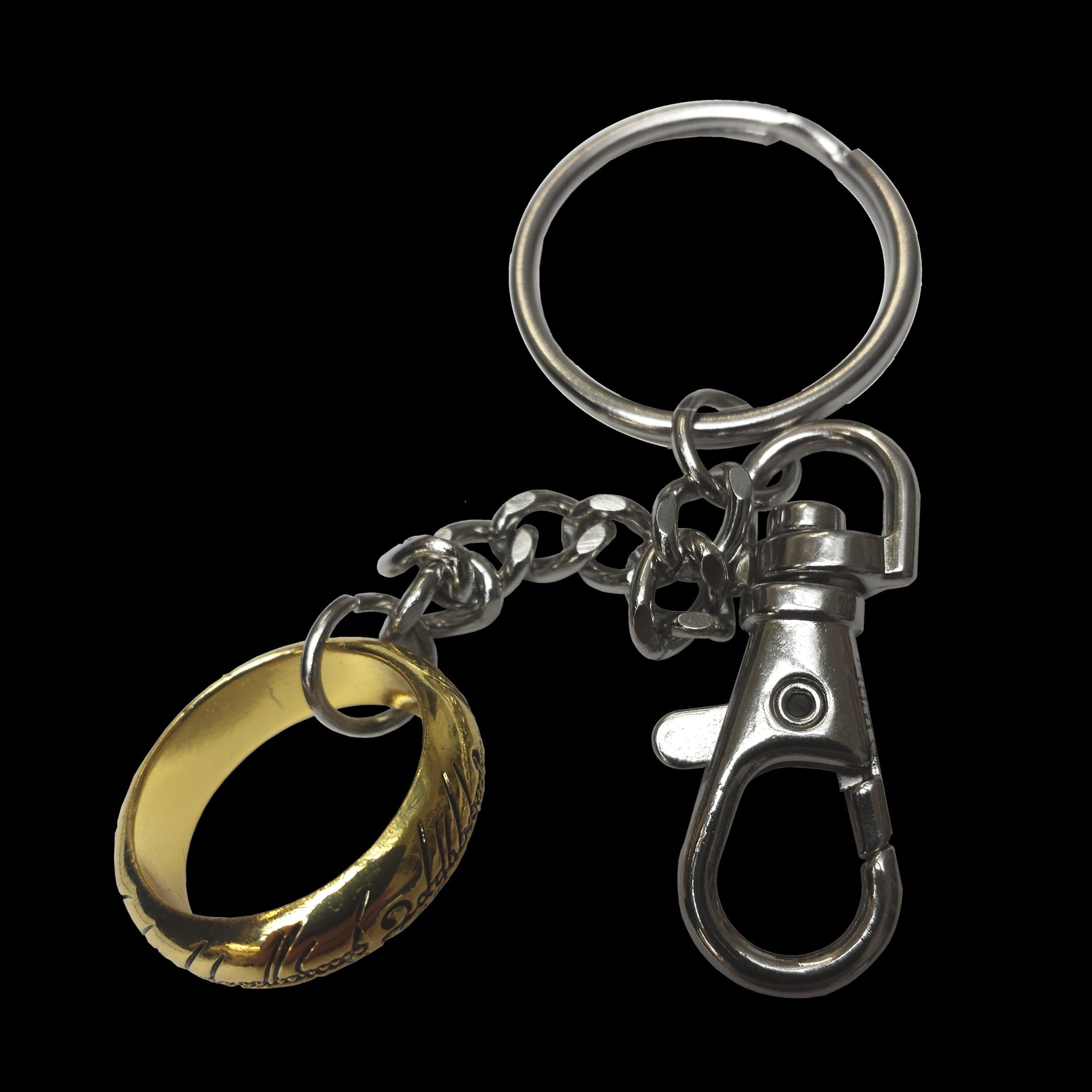 The Noble Collection Lord of the Rings One Ring Keychain - 2.6in (6.5cm) LOTR Film Set Movie Merchandise Jewellery Props Gifts