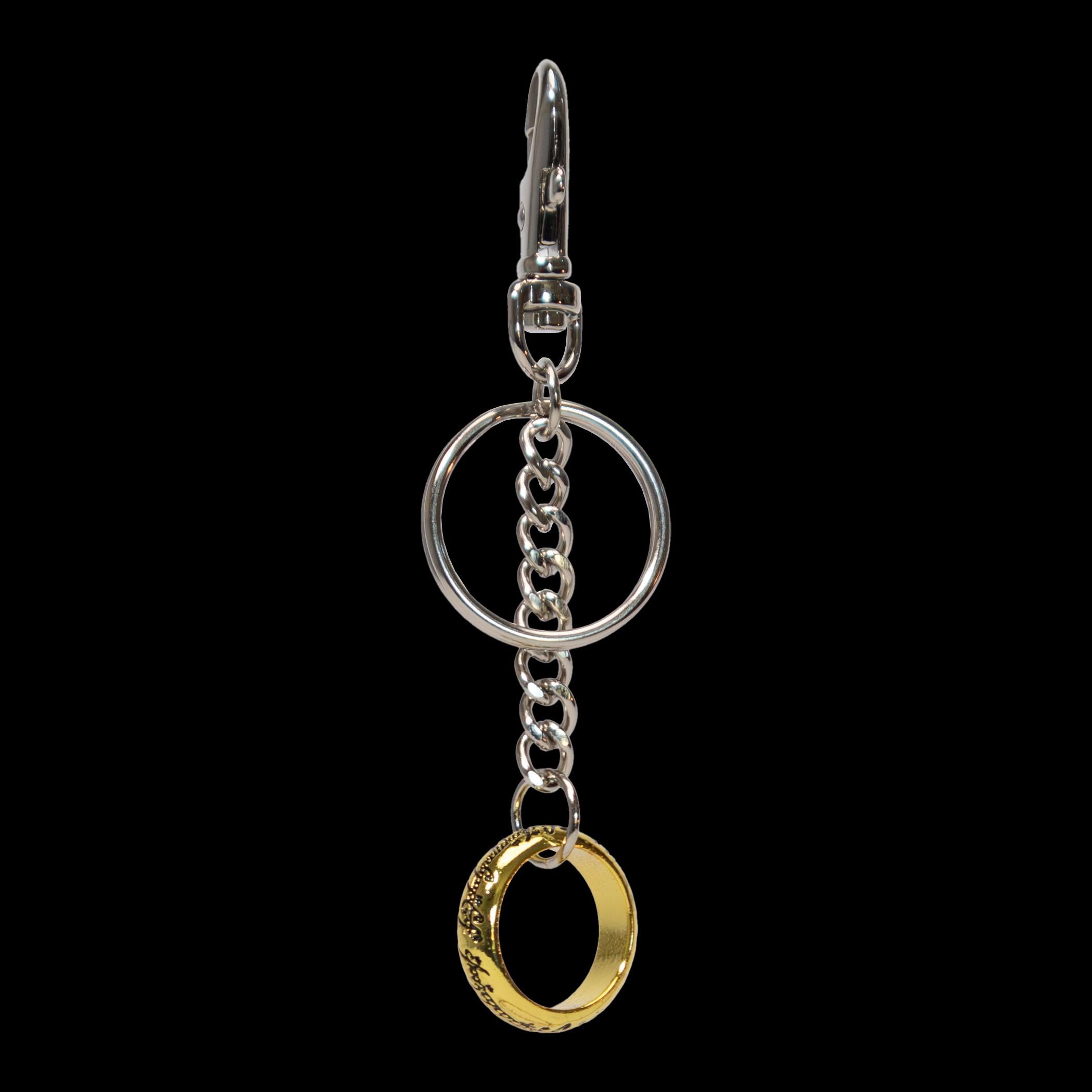 The Noble Collection Lord of the Rings One Ring Keychain - 2.6in (6.5cm) LOTR Film Set Movie Merchandise Jewellery Props Gifts
