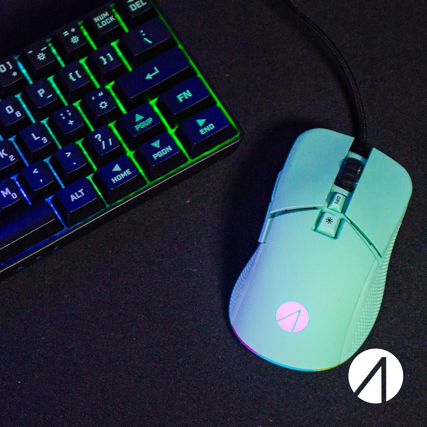 STEALTH Pastel Green LED Light-Up 7-Button Gaming Mouse - Comaptible with Gaming Consoles and PC