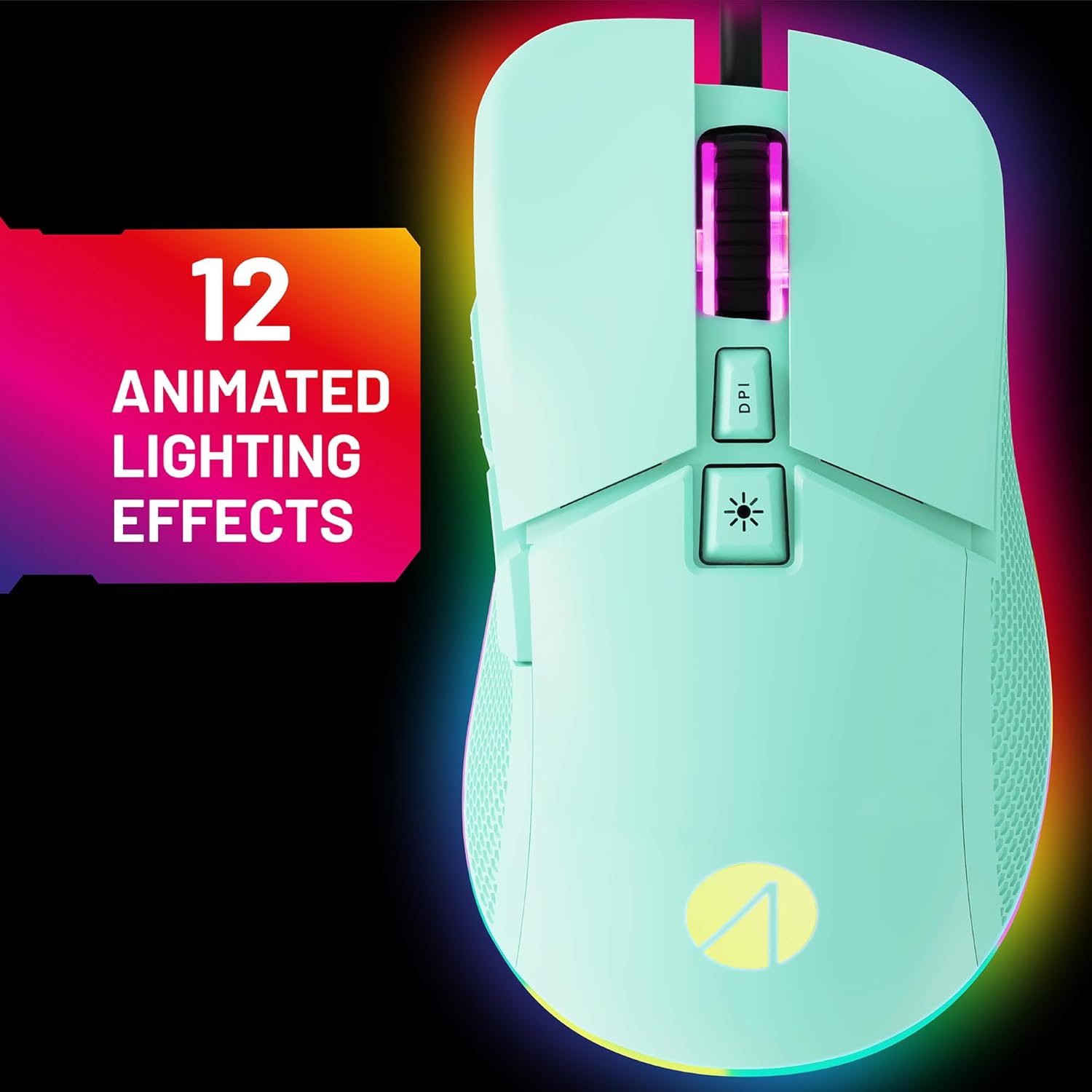 STEALTH Pastel Green LED Light-Up 7-Button Gaming Mouse - Comaptible with Gaming Consoles and PC