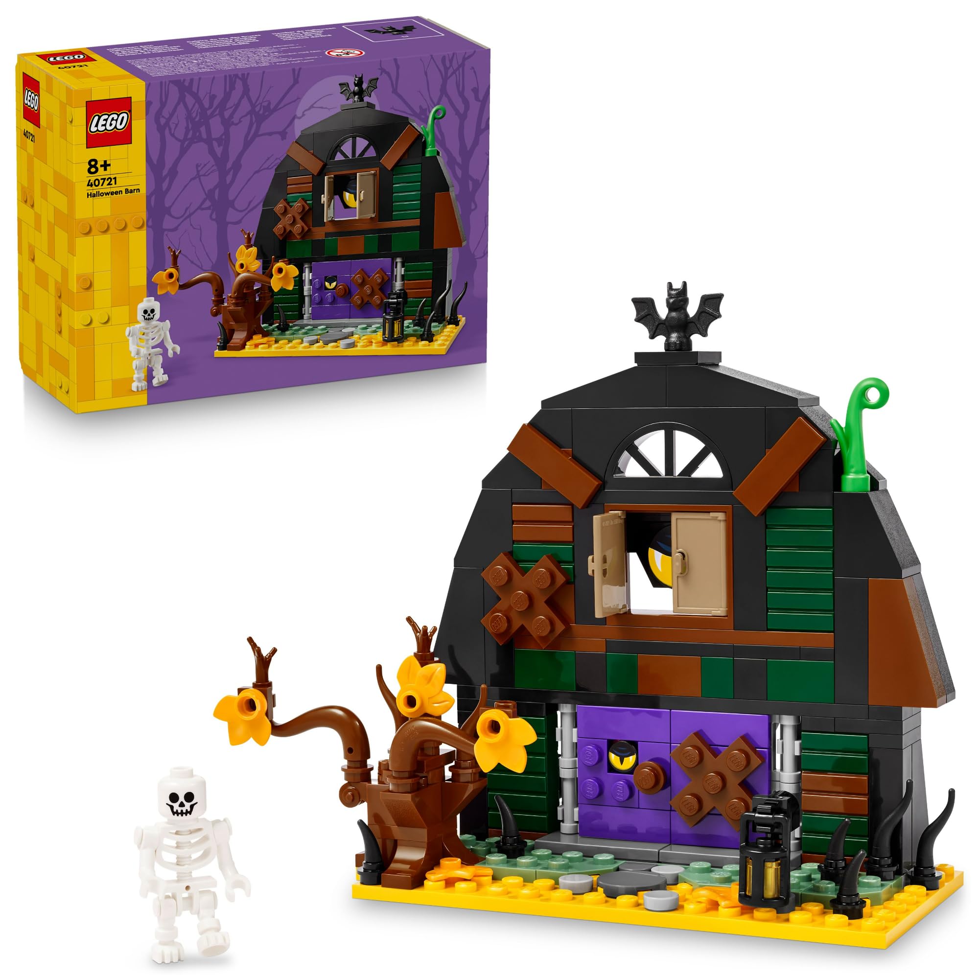 LEGO Halloween Barn - Play & Display Toy with a Skeleton Minifigure and Spooky Accessories incl. a Bat & Lamps - Creative Gift for 8+ Year Old Boys and Girls - 40721