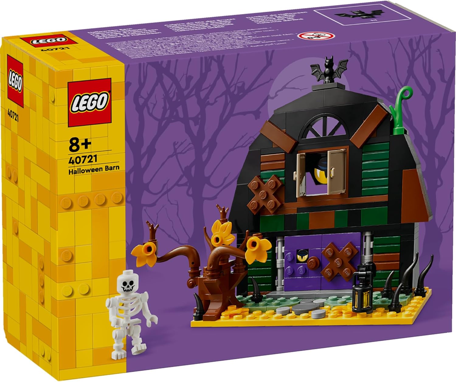 LEGO Halloween Barn - Play & Display Toy with a Skeleton Minifigure and Spooky Accessories incl. a Bat & Lamps - Creative Gift for 8+ Year Old Boys and Girls - 40721