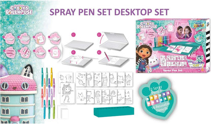 Gabby's Dollhouse - Set di penne spray - Matite da colorare per bambini - Set da colorare con matite colorate e pagine da colorare, GD23368