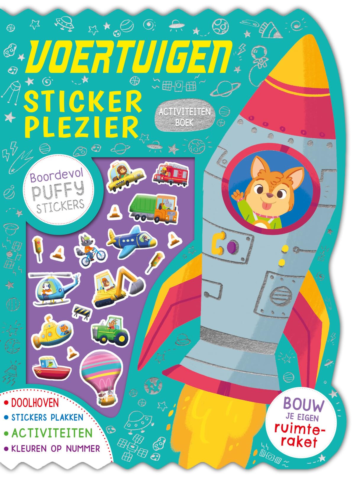 Voertuigen stickerplezier: Boordevol Puffy stickers, bouw je eigen ruimteraket