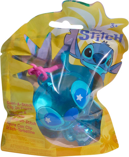 Just Play Figurita de plástico Disney Stitch Swirl-a-Stitch Clip-on Figure, 7,6 cm con Cuentas de Colores líquidas y Purpurina, Juguetes para niños a Partir de 3 años