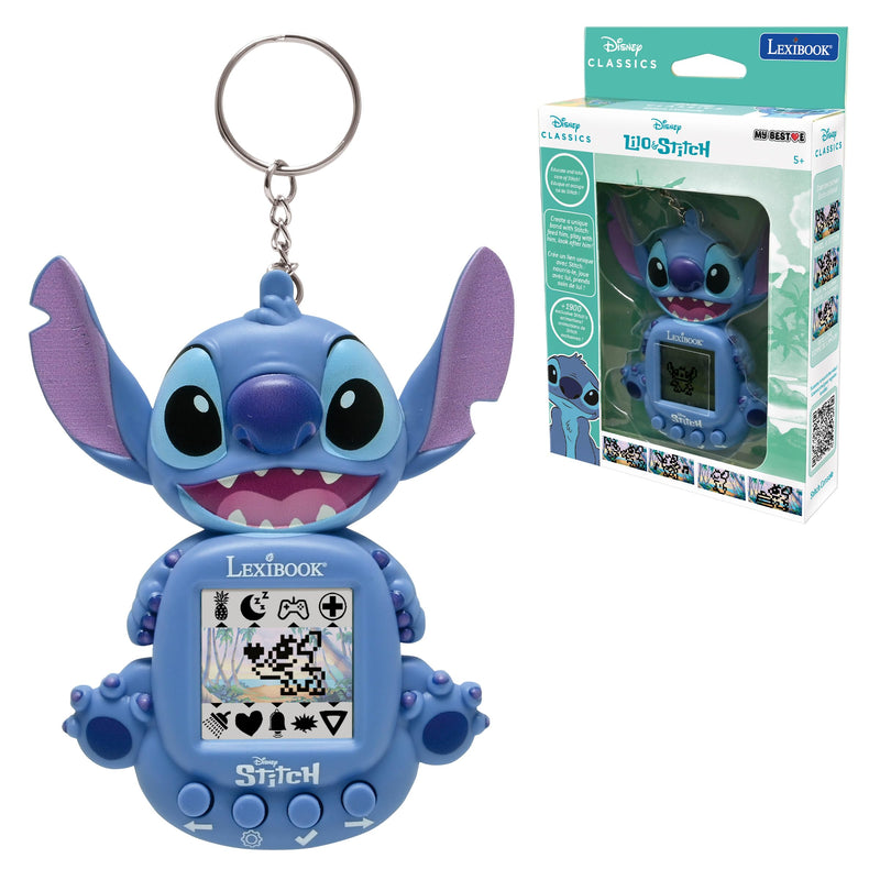 Lexibook, Disney Stitch, My Best-e, Console di gioco portatile, Compagno interattivo ed educativo per bambini, 8 categorie di giochi, Schermo colorato, Blu, JLMB10D