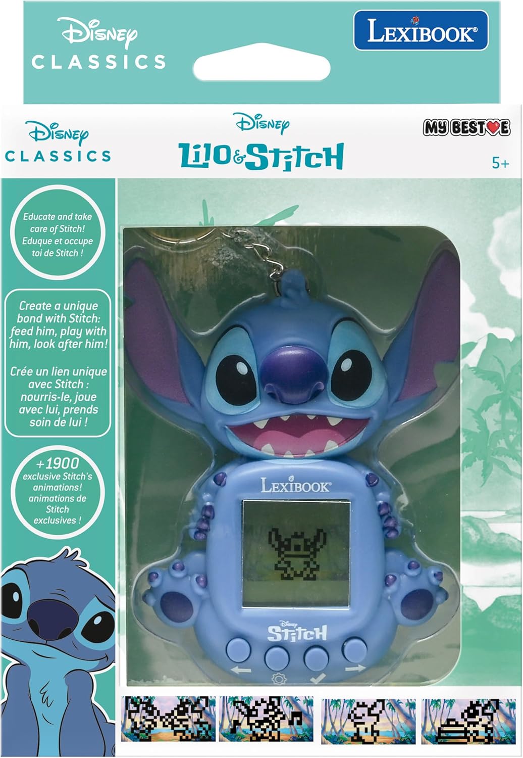Lexibook, Disney Stitch, My Best-e, Console di gioco portatile, Compagno interattivo ed educativo per bambini, 8 categorie di giochi, Schermo colorato, Blu, JLMB10D