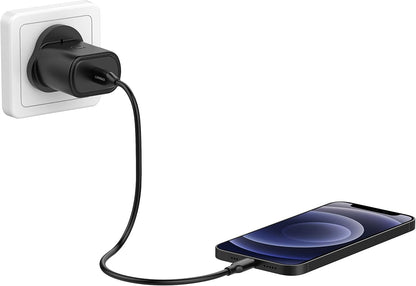 Cygnett PowerPlus 20W USB-C PD Wall Charger UK - Black - Wall Plug, Fast Charging