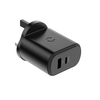 Cygnett PowerPlus 32W USB-C Wall Charger with Dual Ports and Power Delivery UK - Black