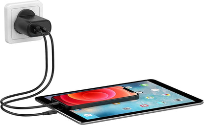 Cygnett PowerPlus 32W USB-C Wall Charger with Dual Ports and Power Delivery UK - Black