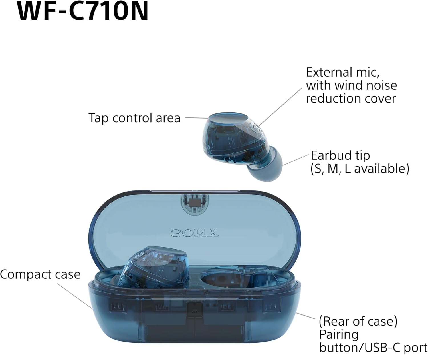 Sony - Wf-C710N – True Wireless Noise-Cancelling Earbuds