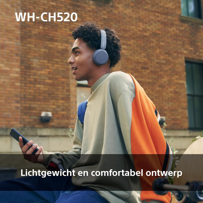 Sony WH-CH520 Wireless Bluetooth On-Ear Headphones, Sound, Lightweight Design, Up to 50hr Battery Life, Quick Charge, EQ, Clear Call Quality, iOS & Android