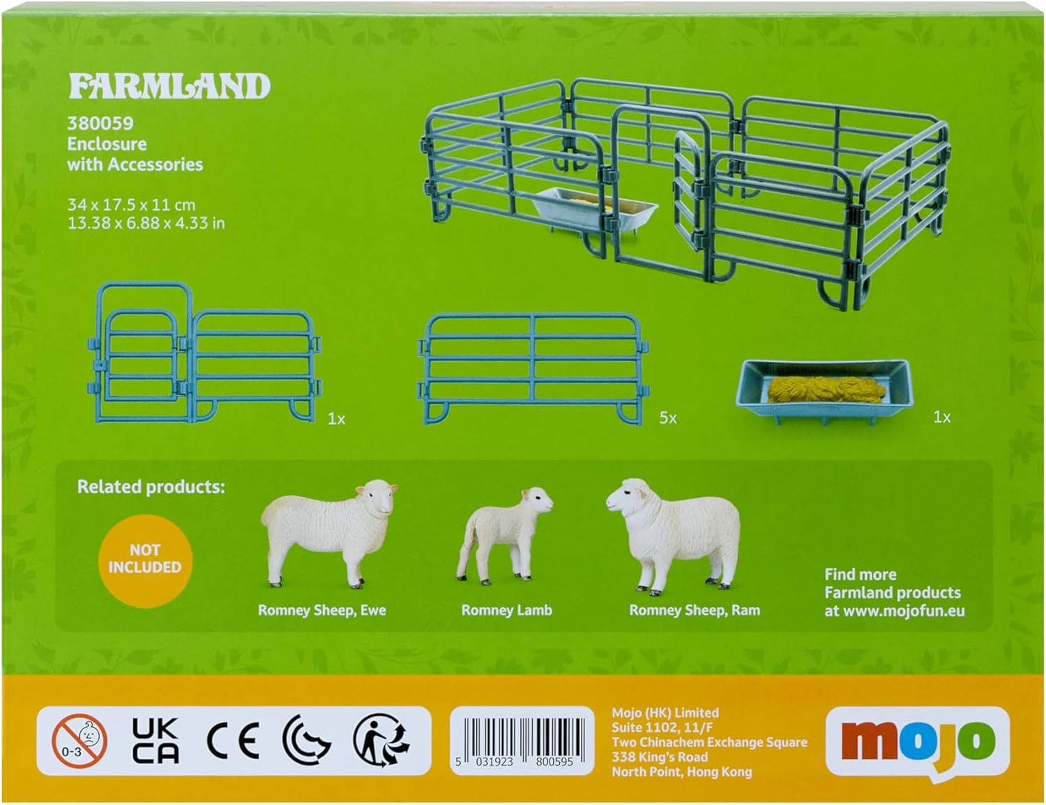 MOJO – Farmland Enclosure Playset | Farm Animals Collection | True to Life & Highly Detailed | Designed in UK