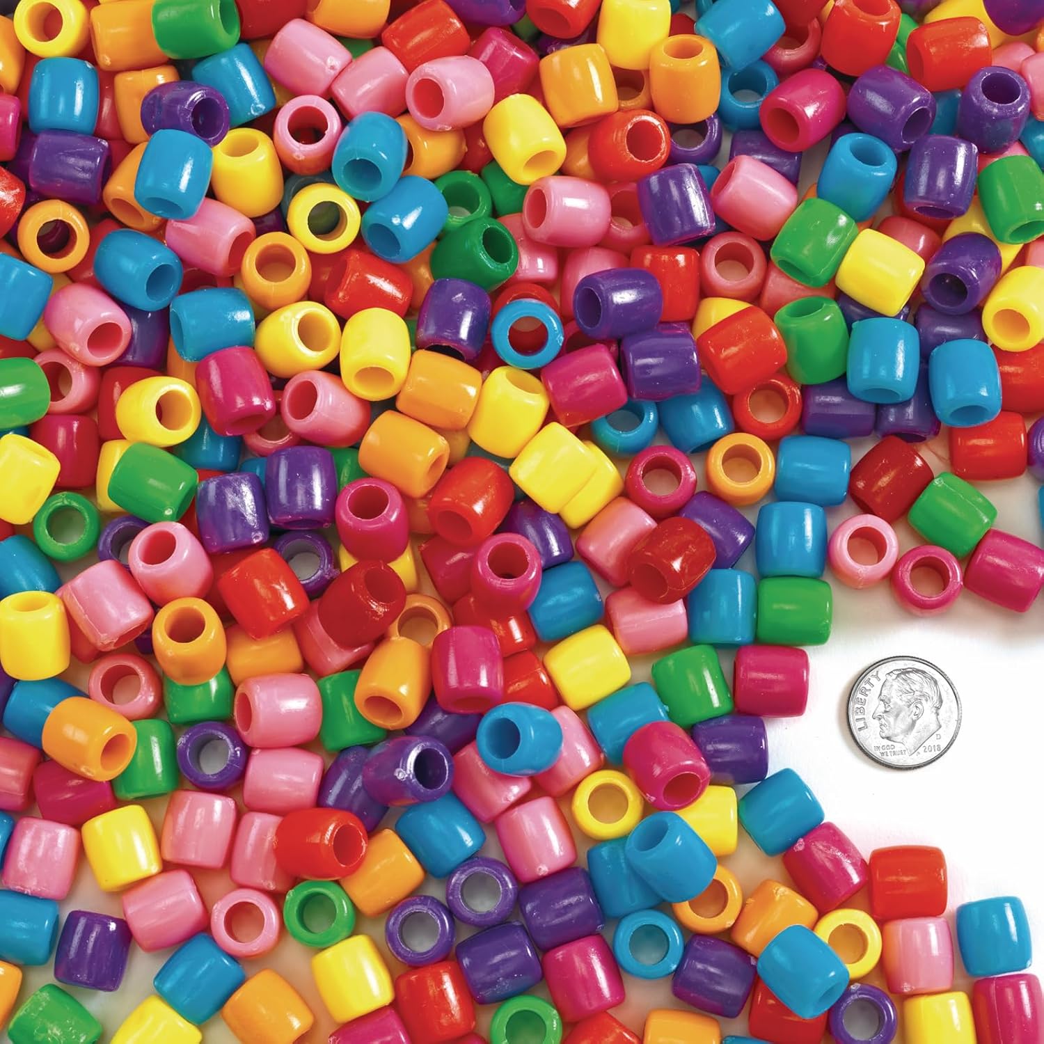 Colorations Perline jumbo colorate in plastica, 0,7 kg, in secchio riutilizzabile, perline per bambini, perline jumbo, artigianato, arte e artigianato, confezione multipla, colori assortiti