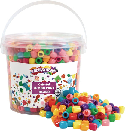 Colorations Perline jumbo colorate in plastica, 0,7 kg, in secchio riutilizzabile, perline per bambini, perline jumbo, artigianato, arte e artigianato, confezione multipla, colori assortiti