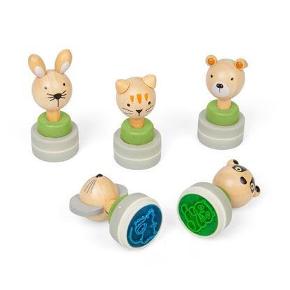 Wooden Stamps with Animals 5 Pcs