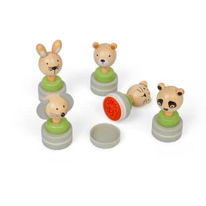 Wooden Stamps with Animals 5 Pcs