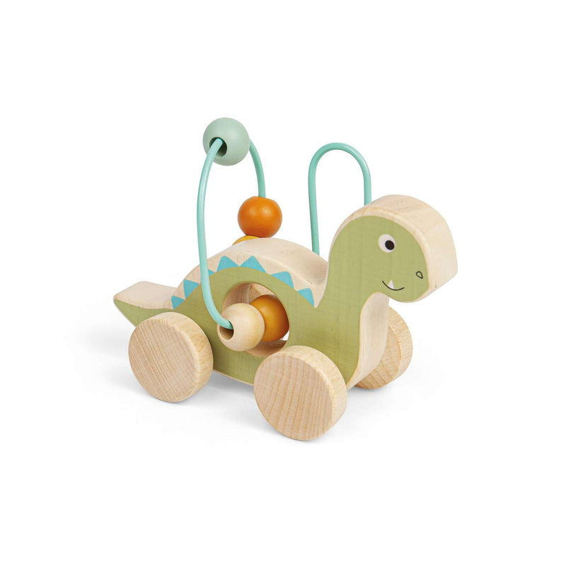 Bigjigs Toys Push Along Diplodocus - Dinosauro 2 in 1 con cornice da spingere e con perline, giocattolo per neonati e bambini, regalo ecologico per neonati e bambini, età 12 + mesi
