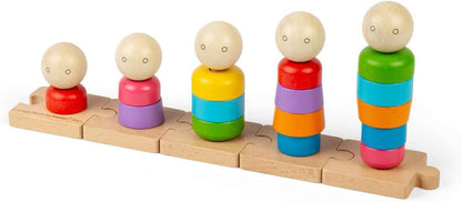 Bigjigs - Bigjigs Houten Regenboogfamilie Stapelspeelgoed 25dlg.