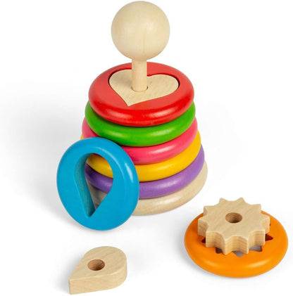 Bigjigs - Bigjigs Houten Geheime Vormenstapelaar 16dlg.