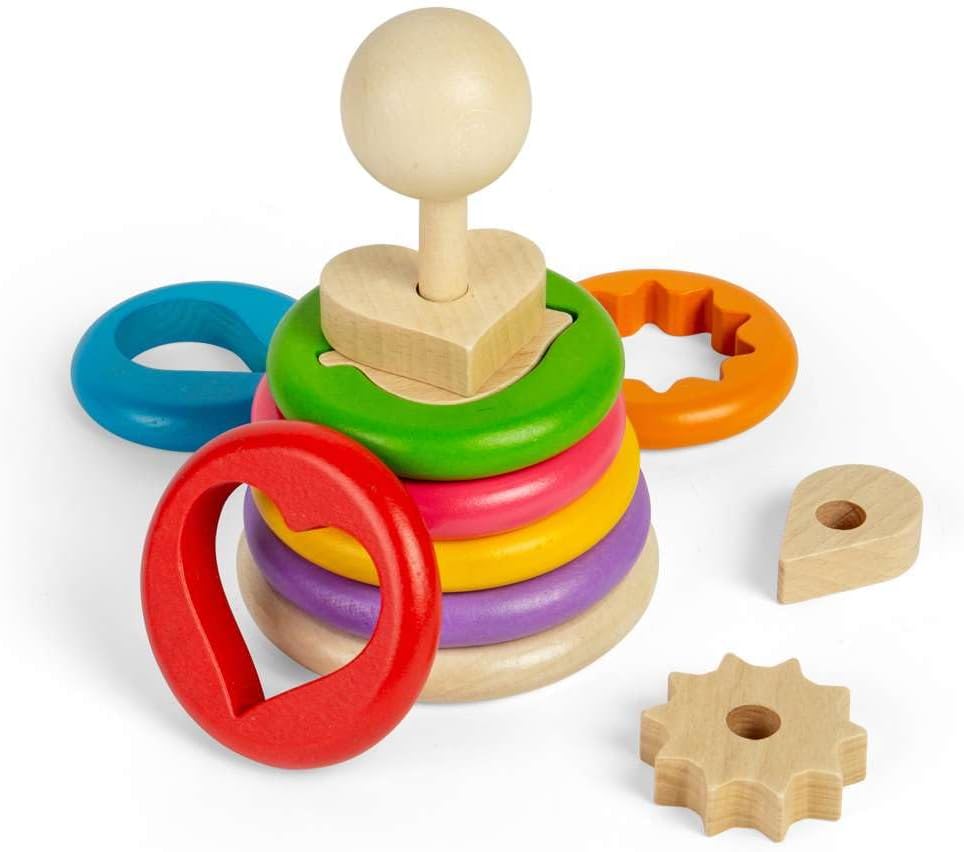 Bigjigs - Bigjigs Houten Geheime Vormenstapelaar 16dlg.