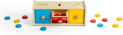 Bigjigs Toys Token Sorter – 16 pezzi giocattolo Montessori in legno abbinato, attività educativa di apprendimento precoce per bambini, realizzato in modo sostenibile, età 12+ mesi