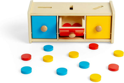 Bigjigs Toys Token Sorter – 16 pezzi giocattolo Montessori in legno abbinato, attività educativa di apprendimento precoce per bambini, realizzato in modo sostenibile, età 12+ mesi