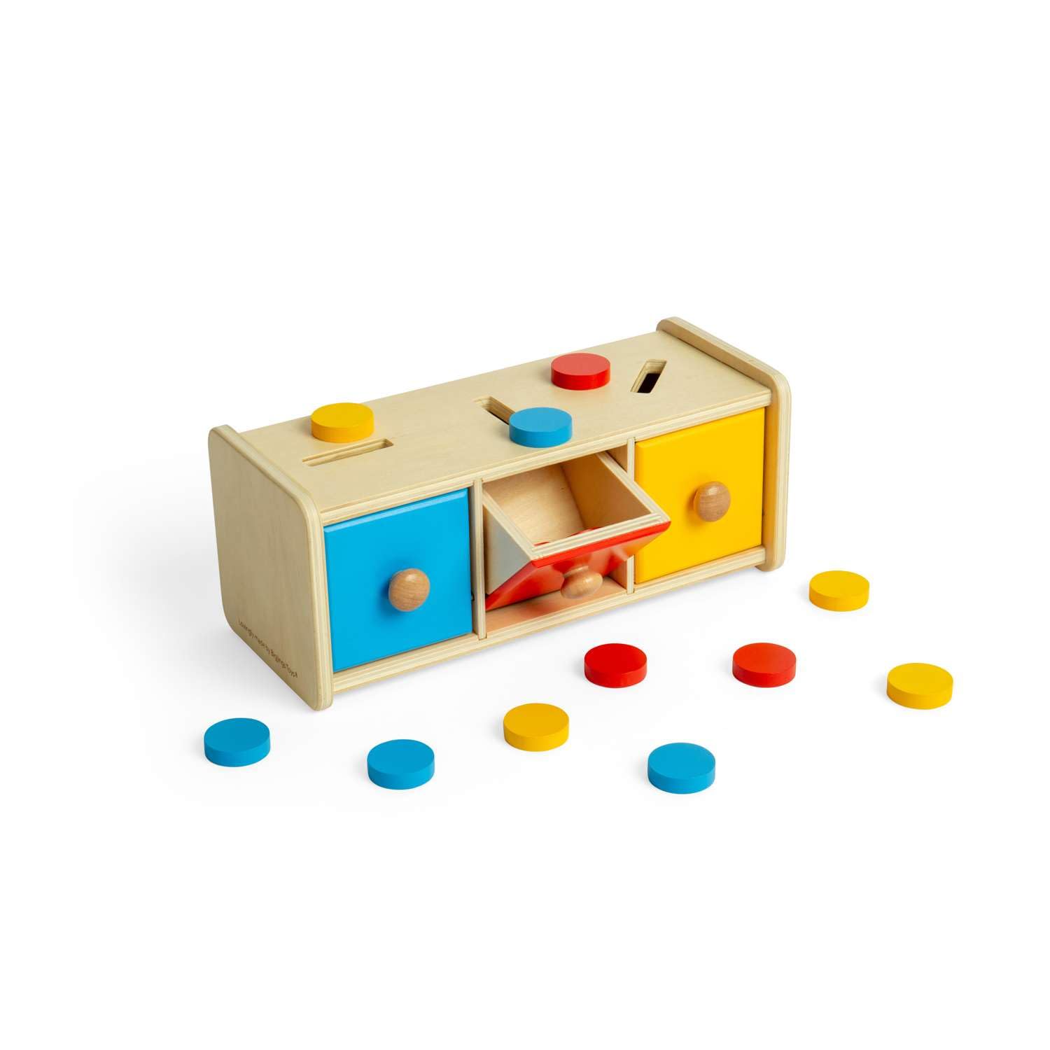 Bigjigs Toys Token Sorter – 16 pezzi giocattolo Montessori in legno abbinato, attività educativa di apprendimento precoce per bambini, realizzato in modo sostenibile, età 12+ mesi