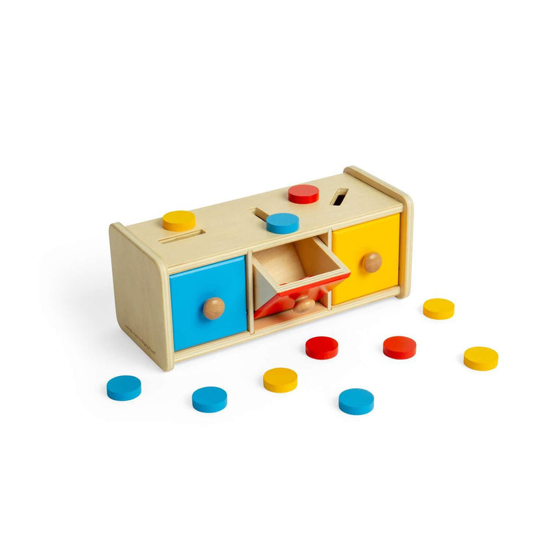 Bigjigs Toys Token Sorter – 16 pezzi giocattolo Montessori in legno abbinato, attività educativa di apprendimento precoce per bambini, realizzato in modo sostenibile, età 12+ mesi