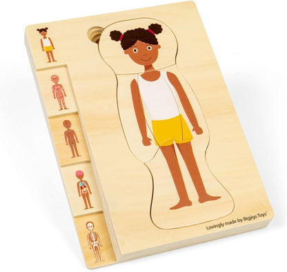 Bigjigs Toys Rompecabezas de anatomía femenina – Juego de rompecabezas de cuerpo humano de 26 piezas, rompecabezas de madera, juguete de ciencia para aprender y jugar, rompecabezas educativos