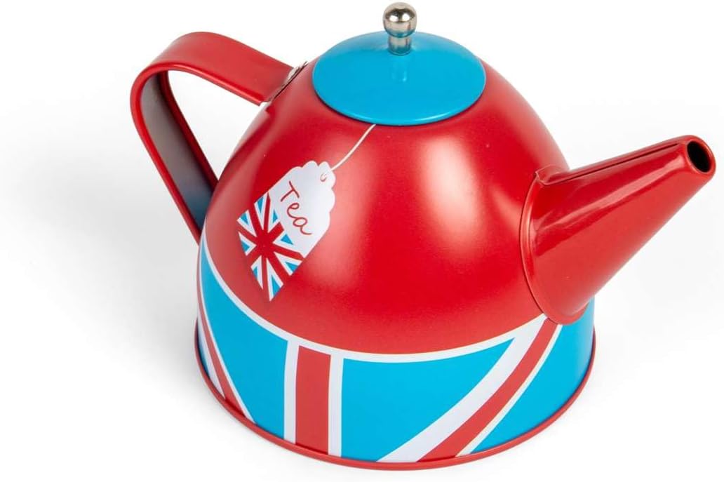 Bigjigs Toys London - Juego de té de lata de 24 piezas, juego de picnic para niños, juguete de juego de rol para niños, regalos para niños a partir de 3 años