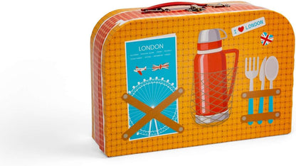 Bigjigs Toys London - Juego de té de lata de 24 piezas, juego de picnic para niños, juguete de juego de rol para niños, regalos para niños a partir de 3 años