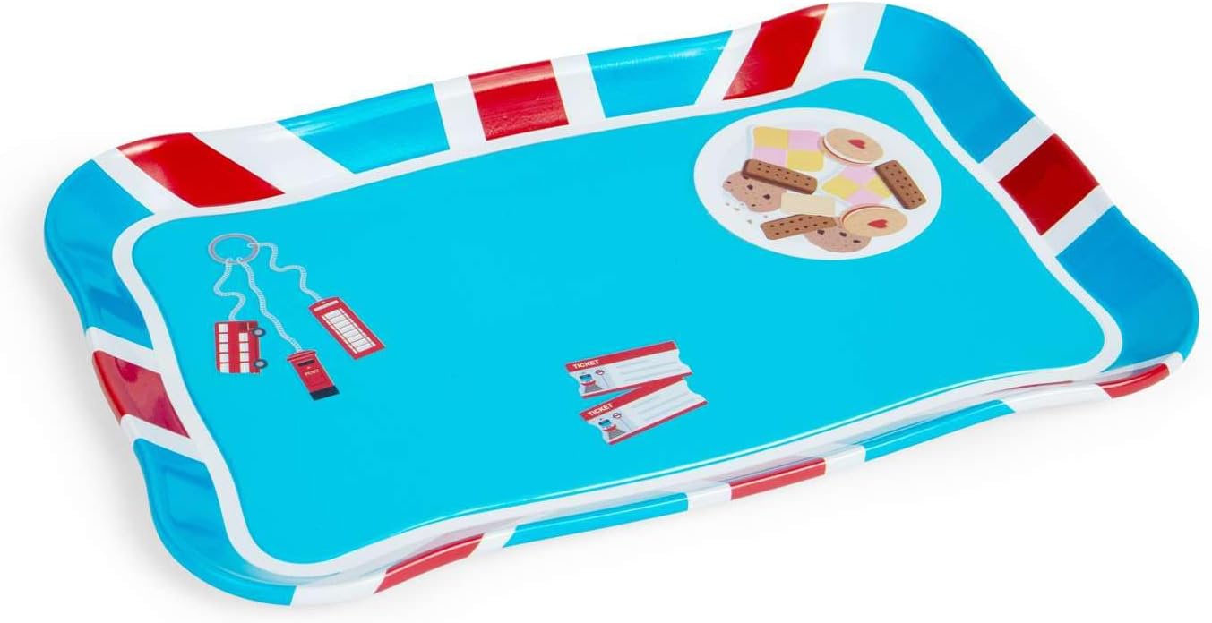 Bigjigs Toys London - Juego de té de lata de 24 piezas, juego de picnic para niños, juguete de juego de rol para niños, regalos para niños a partir de 3 años