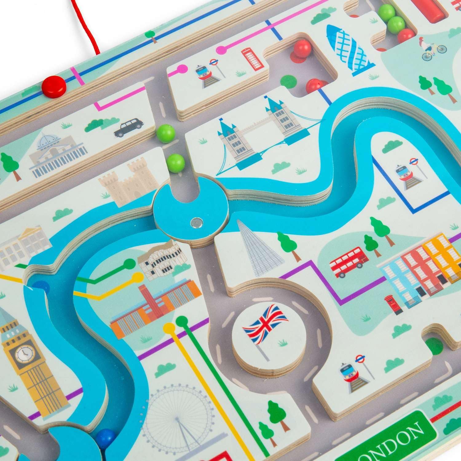 Bigjigs Toys London Maze Puzzle - Labirinti magnetici per bambini e bambini, puzzle in legno, giocattolo educativo Montessori, giochi per bambini, risorse di apprendimento, regali realizzati in modo