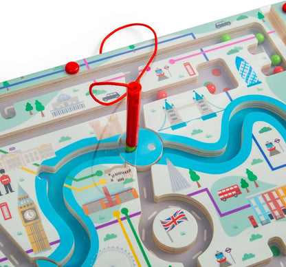 Bigjigs Toys London Maze Puzzle - Labirinti magnetici per bambini e bambini, puzzle in legno, giocattolo educativo Montessori, giochi per bambini, risorse di apprendimento, regali realizzati in modo