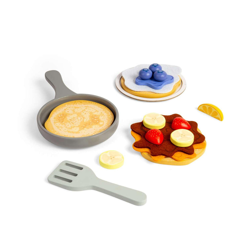 Bigjigs Toys Set di pancake – 16 pezzi giocattolo in legno, set da cucina per bambini e accessori, gioco di finzione per bambini, regali di cucina per bambini, età 18 + mesi