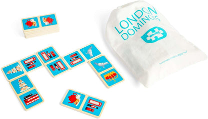 Bigjigs Toys London Dominoes - Juego de dominó de madera de 28 piezas para niños, divertido juguete de viaje, regalos ecológicos para niños pequeños, a partir de 2 años