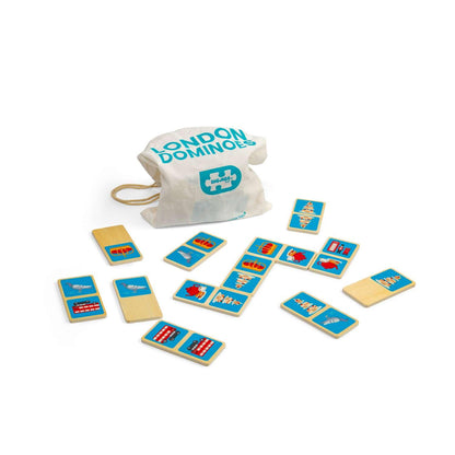 Bigjigs Toys London Dominoes - Juego de dominó de madera de 28 piezas para niños, divertido juguete de viaje, regalos ecológicos para niños pequeños, a partir de 2 años