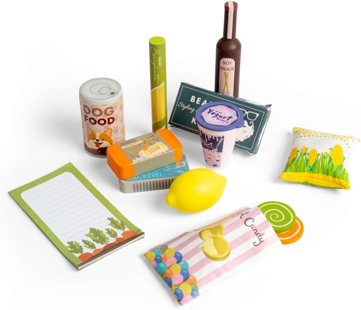 Bigjigs Toys Set da viaggio per lo shopping, 17 pezzi, in legno, set di cibo e accessori per supermercati, giochi di ruolo per bambini, regali per bambini, età 18 + mesi