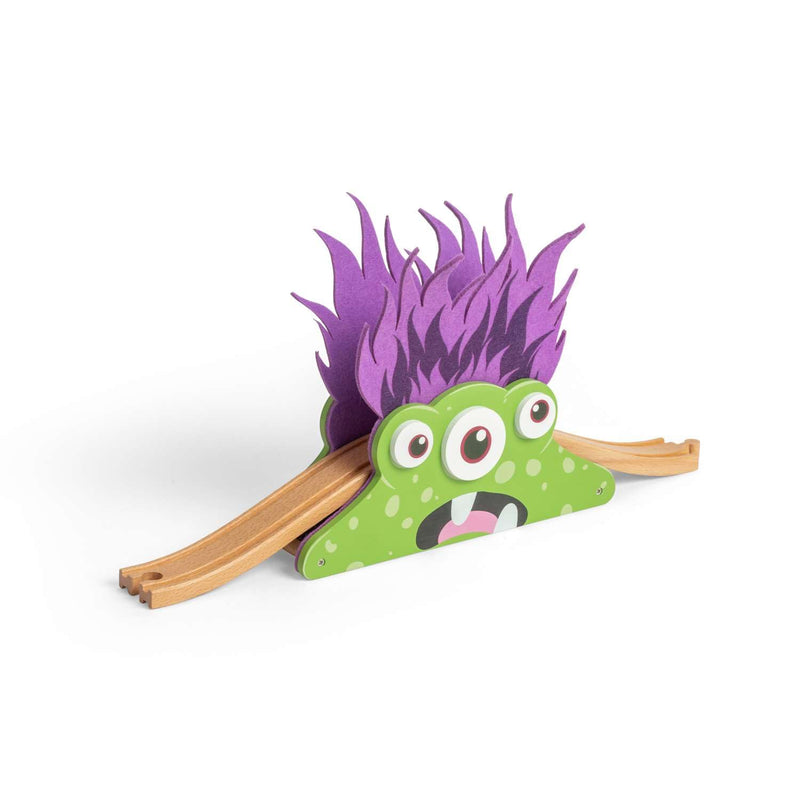 Bigjigs Rail Monster Bridge - Juego de tren de madera temático para niños, trenes y accesorios para niños, juguetes de ferrocarril para niños pequeños y juegos de expansión, a partir de 3 años