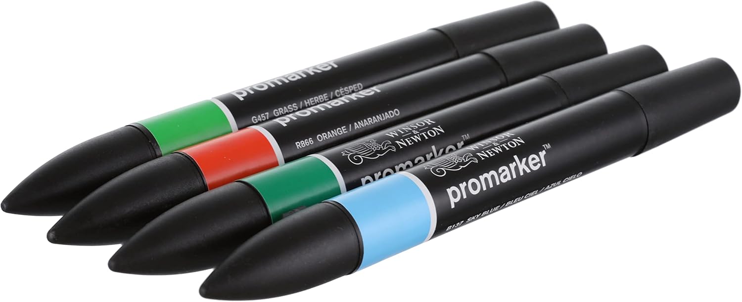 Winsor & Newton 0290139 Promarker, professionele layoutmarker - 2 punten, fijn en breed voor tekeningen, ontwerp en lay-outs - Set 12 Promarker, Manga Expansion Pack 1