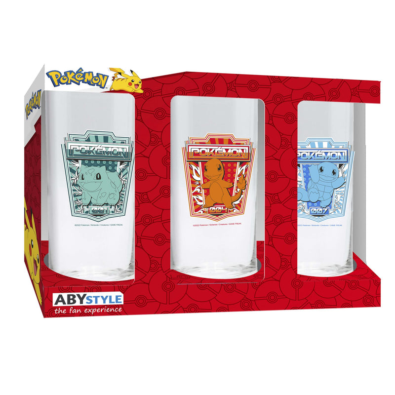 Pokemon Glass Set - 3 X 14Cm Height, 6Cm Diameter